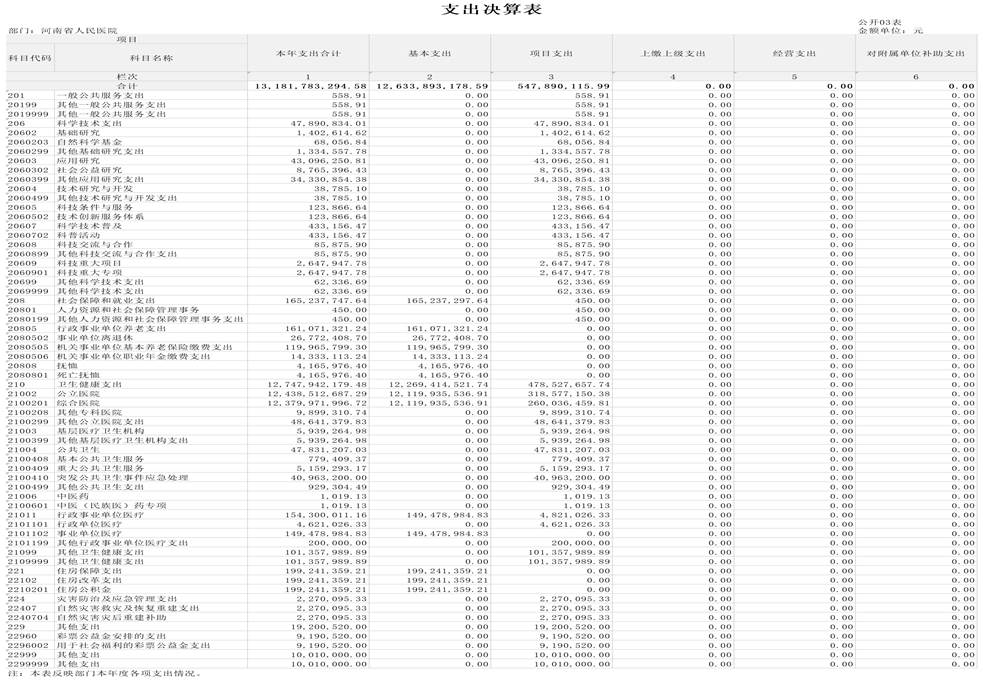 2023年部门决算 河南省人民医院_Z04 支出决算表